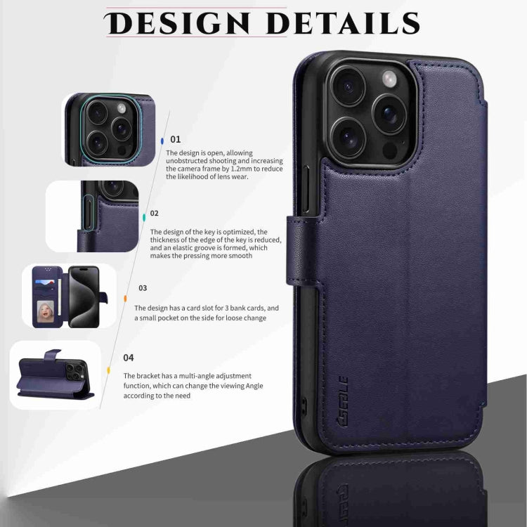 For iPhone 14 / 13 ESEBLE E1 Nappa Texture MagSafe Holder Leather Phone Case(Dark Blue) - HoMEdemic™ 