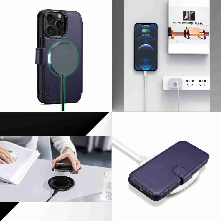 For iPhone 14 / 13 ESEBLE E1 Nappa Texture MagSafe Holder Leather Phone Case(Dark Blue) - HoMEdemic™ 