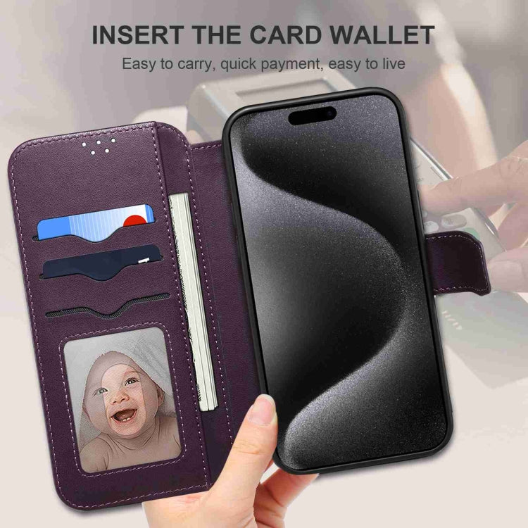 For iPhone 14 / 13 ESEBLE E1 Nappa Texture MagSafe Holder Leather Phone Case(Dark Purple) - HoMEdemic™ 