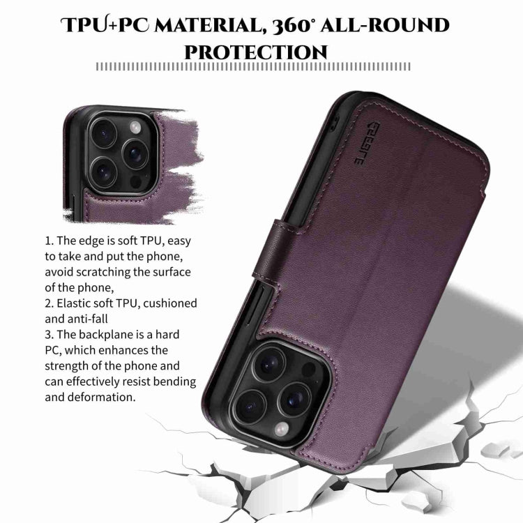 For iPhone 14 / 13 ESEBLE E1 Nappa Texture MagSafe Holder Leather Phone Case(Dark Purple) - HoMEdemic™ 