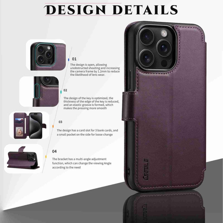 For iPhone 14 / 13 ESEBLE E1 Nappa Texture MagSafe Holder Leather Phone Case(Dark Purple) - HoMEdemic™ 