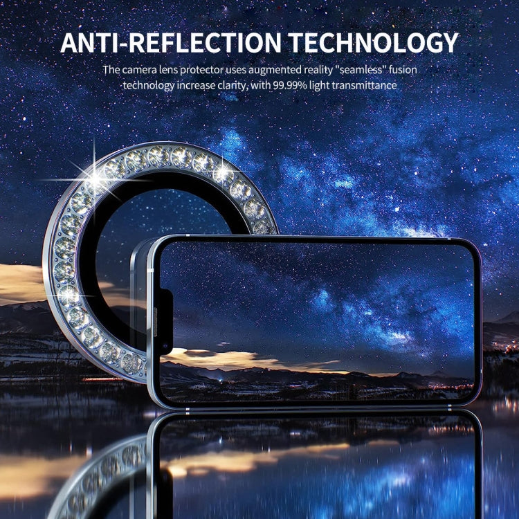 For iPhone 14 / 14 Plus ENKAY AR Anti-reflection Individual Diamond Ring Camera Lens Glass Full Film(Colorful) - HoMEdemic™ 