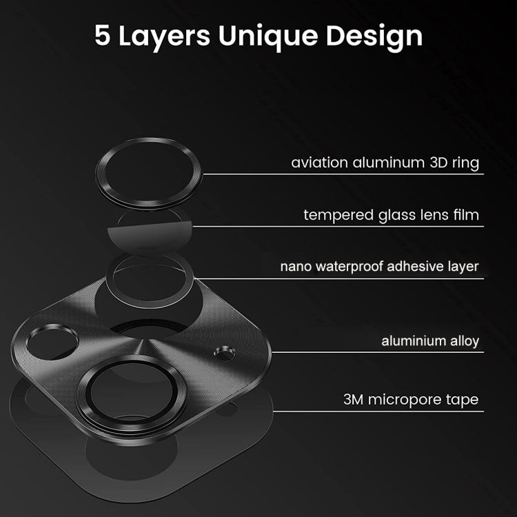 For iPhone 14 / 14 Plus ENKAY Aluminium Alloy Tempered Glass Lens Cover Film(Black) - HoMEdemic™ 