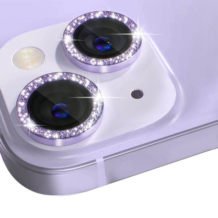 For iPhone 14 / 14 Plus NORTHJO Camera Lens Protector Tempered Glass Bling Glitter Metal Ring Film(Purple) - HoMEdemic™ 