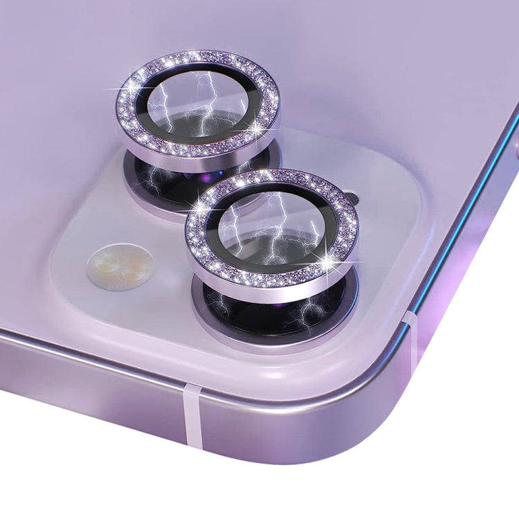 For iPhone 14 / 14 Plus NORTHJO Camera Lens Protector Tempered Glass Bling Glitter Metal Ring Film(Purple) - HoMEdemic™ 