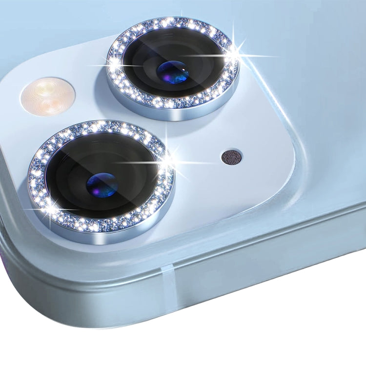 For iPhone 14 / 14 Plus NORTHJO Camera Lens Protector Tempered Glass Bling Glitter Metal Ring Film(Sierra Blue) - HoMEdemic™ 