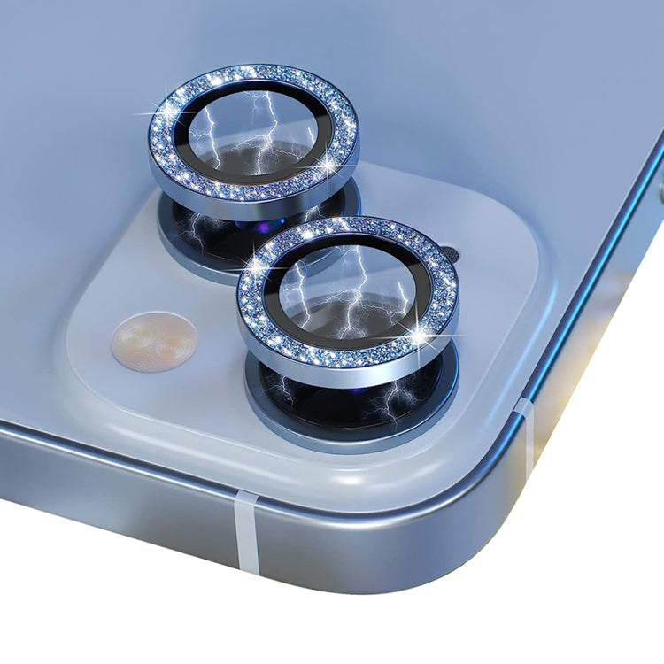 For iPhone 14 / 14 Plus NORTHJO Camera Lens Protector Tempered Glass Bling Glitter Metal Ring Film(Sierra Blue) - HoMEdemic™ 