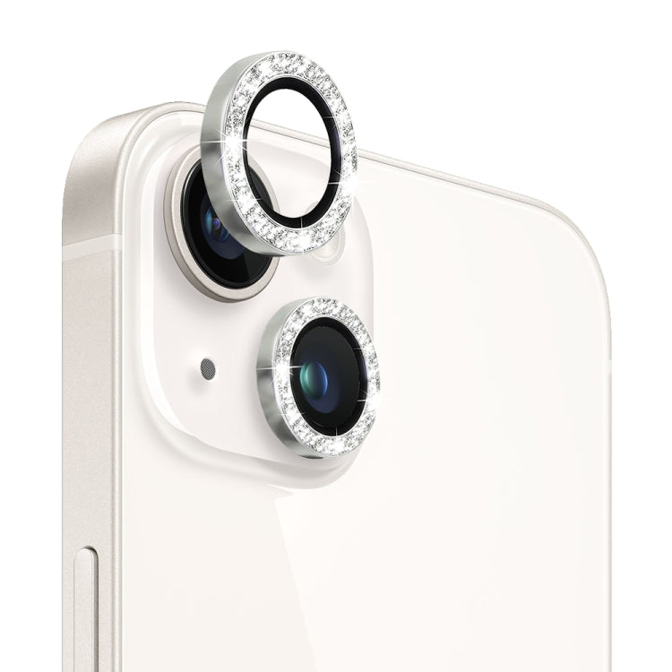 For iPhone 14 / 14 Plus NORTHJO Camera Lens Protector Tempered Glass Bling Glitter Metal Ring Film(Silver) - HoMEdemic™ 