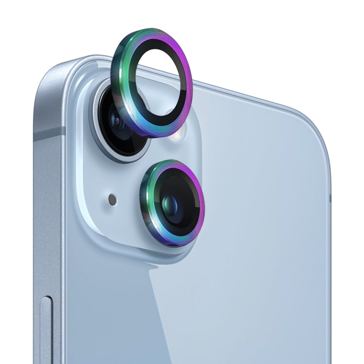 For iPhone 14 / 14 Plus NORTHJO Camera Lens Protector Tempered Glass CD Vein Metal Ring Film(Colorful) - HoMEdemic™ 
