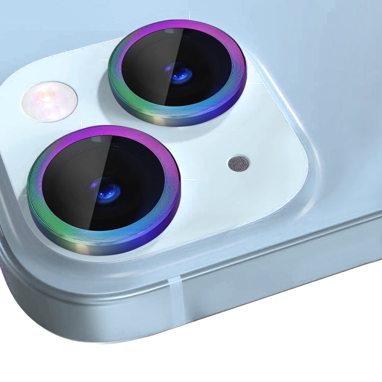 For iPhone 14 / 14 Plus NORTHJO Camera Lens Protector Tempered Glass CD Vein Metal Ring Film(Colorful) - HoMEdemic™ 
