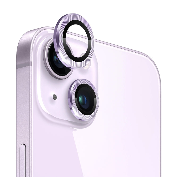 For iPhone 14 / 14 Plus NORTHJO Camera Lens Protector Tempered Glass CD Vein Metal Ring Film(Purple) - HoMEdemic™ 