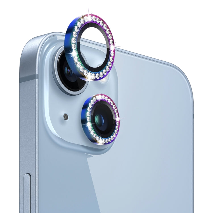 For iPhone 14 / 14 Plus NORTHJO Camera Lens Protector Tempered Glass Metal Rhinestone Ring Film(Colorful) - HoMEdemic™ 