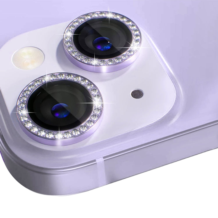 For iPhone 14 / 14 Plus NORTHJO Camera Lens Protector Tempered Glass Metal Rhinestone Ring Film(Purple) - HoMEdemic™ 