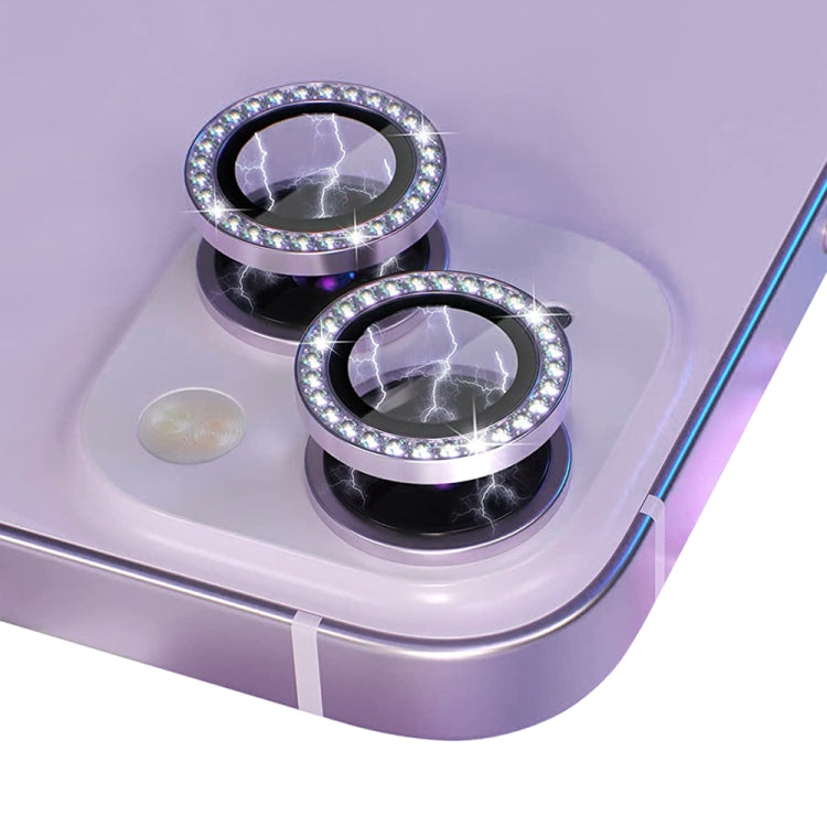 For iPhone 14 / 14 Plus NORTHJO Camera Lens Protector Tempered Glass Metal Rhinestone Ring Film(Purple) - HoMEdemic™ 