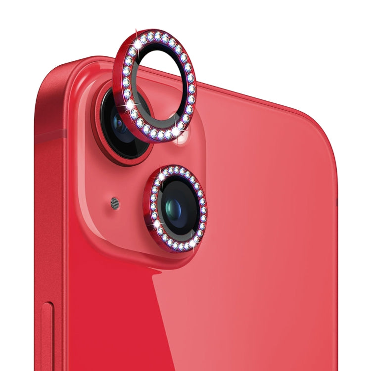 For iPhone 14 / 14 Plus NORTHJO Camera Lens Protector Tempered Glass Metal Rhinestone Ring Film(Red) - HoMEdemic™ 