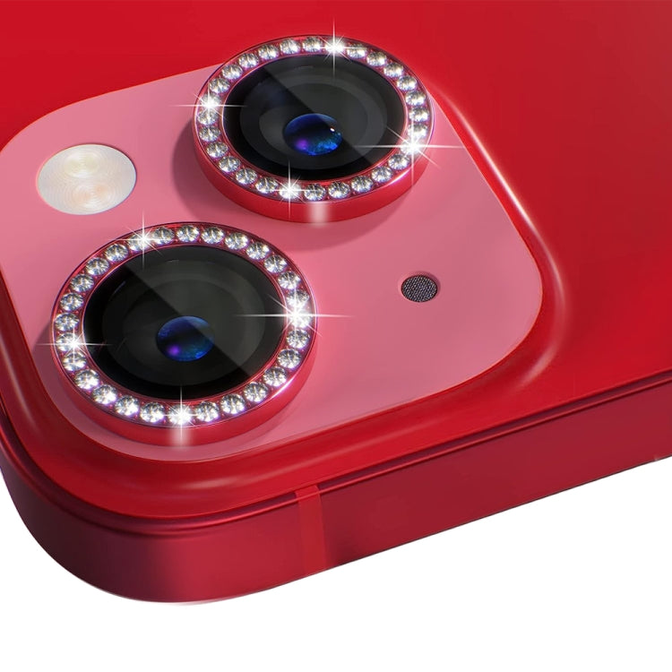 For iPhone 14 / 14 Plus NORTHJO Camera Lens Protector Tempered Glass Metal Rhinestone Ring Film(Red) - HoMEdemic™ 
