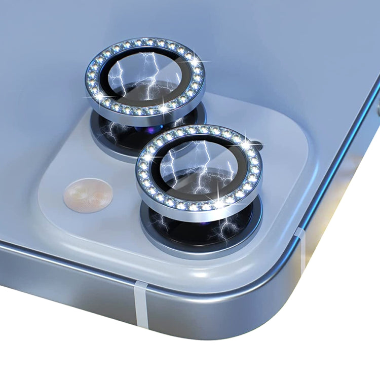 For iPhone 14 / 14 Plus NORTHJO Camera Lens Protector Tempered Glass Metal Rhinestone Ring Film(Sierra Blue) - HoMEdemic™ 