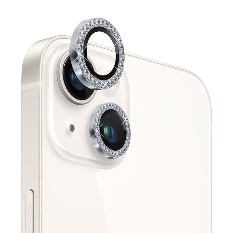 For iPhone 14 / 14 Plus NORTHJO Camera Lens Protector Tempered Glass Metal Rhinestone Ring Film(Silver) - HoMEdemic™ 