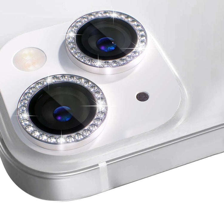 For iPhone 14 / 14 Plus NORTHJO Camera Lens Protector Tempered Glass Metal Rhinestone Ring Film(Silver) - HoMEdemic™ 