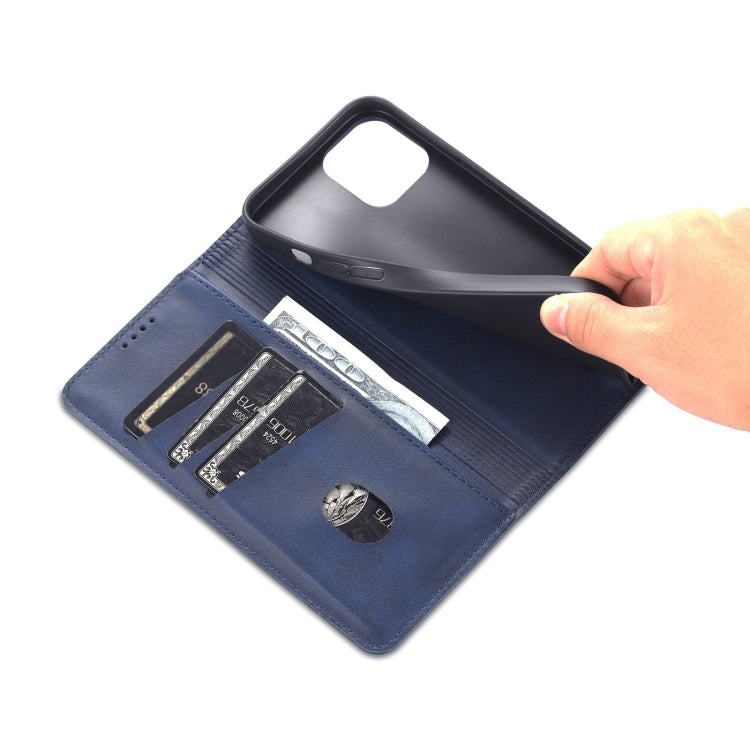 For iPhone 14 AZNS Magnetic Calf Texture Flip Leather Phone Case (Dark Blue) - HoMEdemic™ 