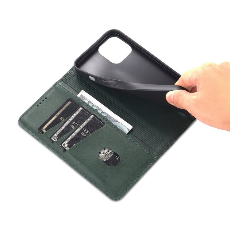 For iPhone 14 AZNS Magnetic Calf Texture Flip Leather Phone Case (Dark Green) - HoMEdemic™ 