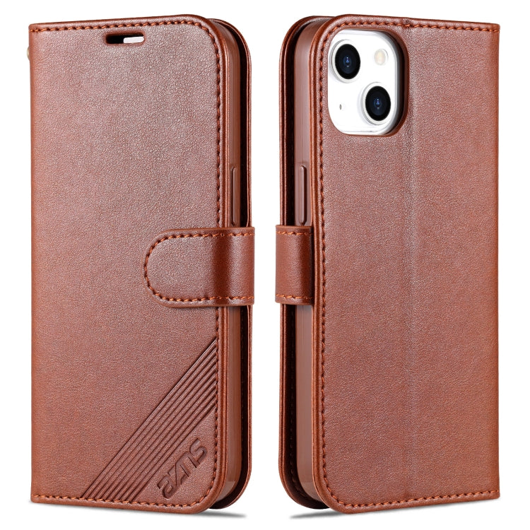 For iPhone 14 AZNS Sheepskin Texture Horizontal Flip Leather Case (Brown) - HoMEdemic™ 