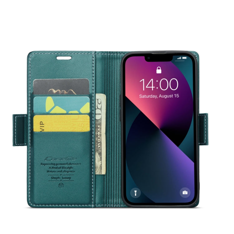 For iPhone 14 CaseMe 023 Butterfly Buckle Litchi Texture RFID Anti-theft Leather Phone Case(Pearly Blue) - HoMEdemic™ 