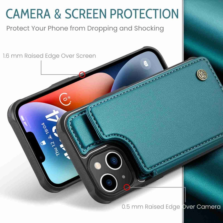 For iPhone 14 CaseMe C22 Card Slots Holder RFID Anti-theft Phone Case(Blue Green) - HoMEdemic™ 