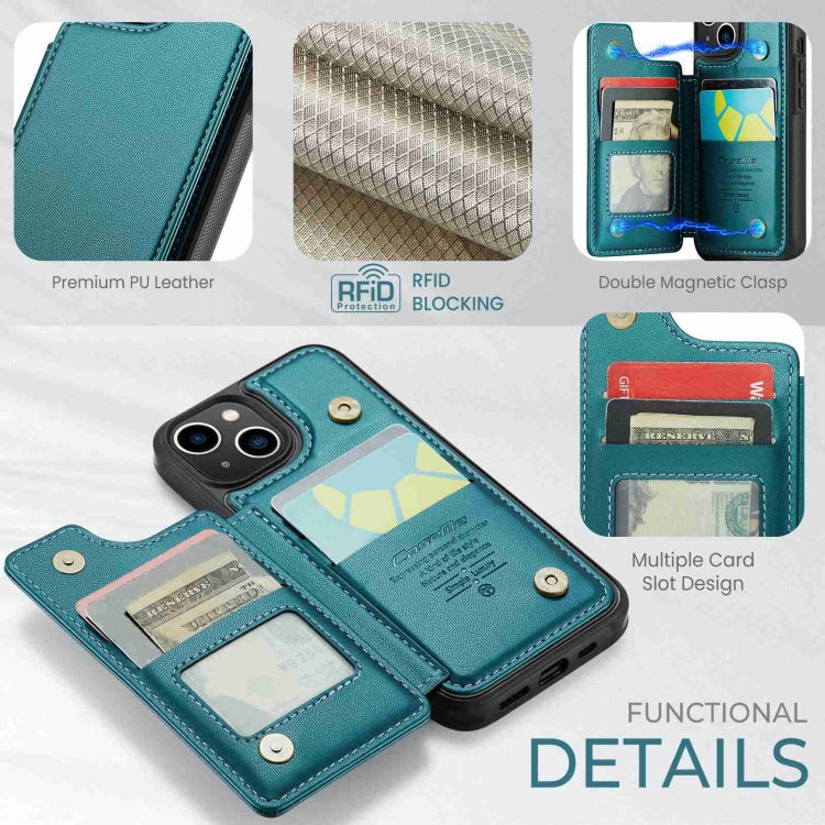 For iPhone 14 CaseMe C22 Card Slots Holder RFID Anti-theft Phone Case(Blue Green) - HoMEdemic™ 