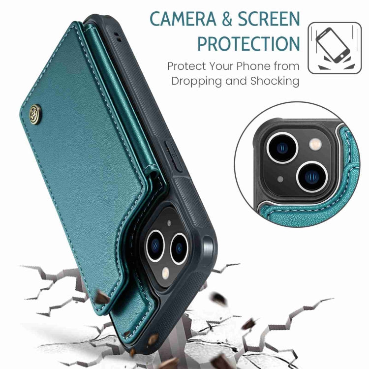 For iPhone 14 CaseMe C22 Card Slots Holder RFID Anti-theft Phone Case(Blue Green) - HoMEdemic™ 
