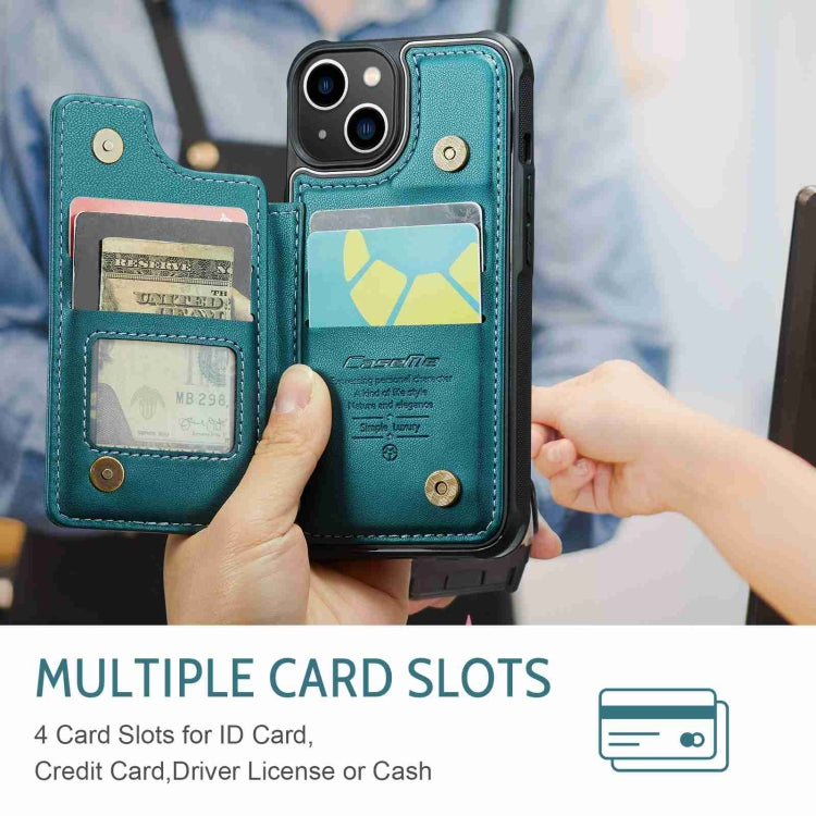 For iPhone 14 CaseMe C22 Card Slots Holder RFID Anti-theft Phone Case(Blue Green) - HoMEdemic™ 
