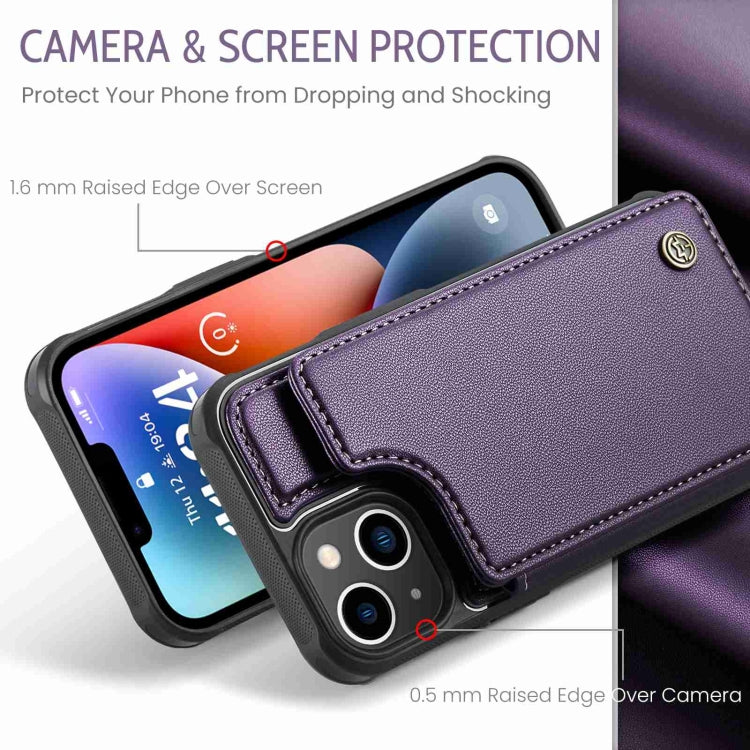 For iPhone 14 CaseMe C22 Card Slots Holder RFID Anti-theft Phone Case(Purple) - HoMEdemic™ 