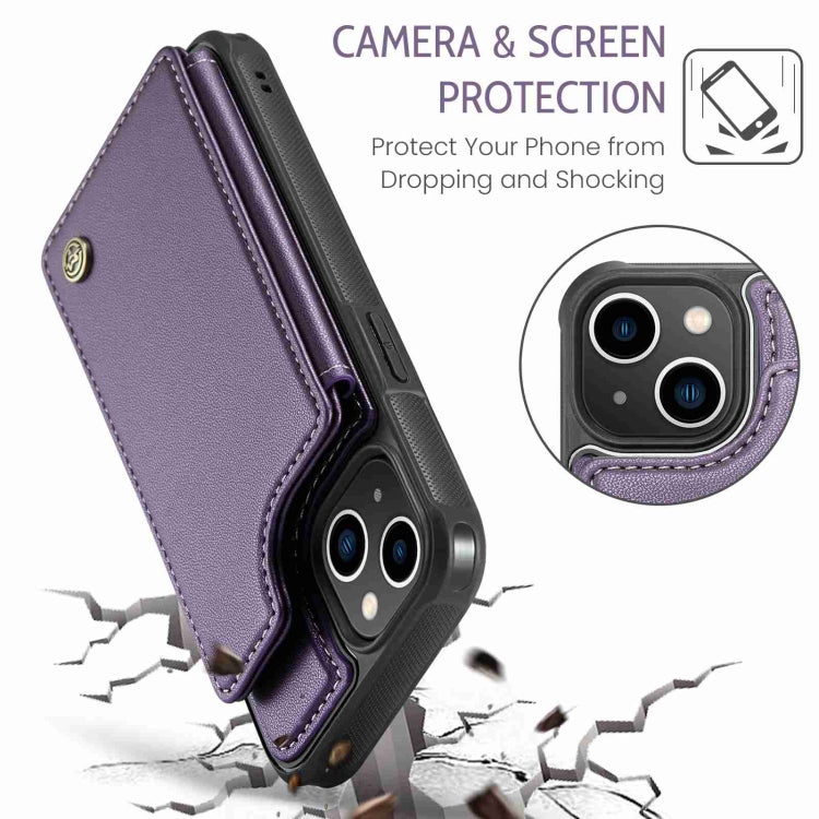 For iPhone 14 CaseMe C22 Card Slots Holder RFID Anti-theft Phone Case(Purple) - HoMEdemic™ 