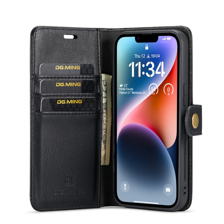 For iPhone 14 DG.MING Crazy Horse Texture Detachable Magnetic Leather Case(Black) - HoMEdemic™ 