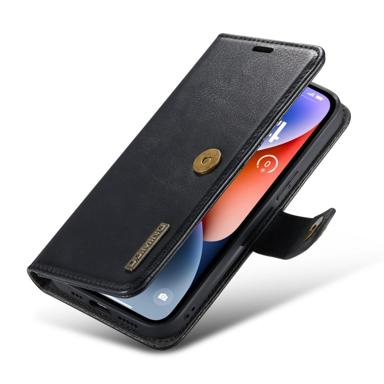 For iPhone 14 DG.MING Crazy Horse Texture Detachable Magnetic Leather Case(Black) - HoMEdemic™ 