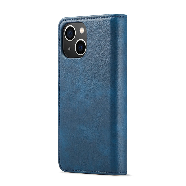 For iPhone 14 DG.MING Crazy Horse Texture Detachable Magnetic Leather Case(Blue) - HoMEdemic™ 
