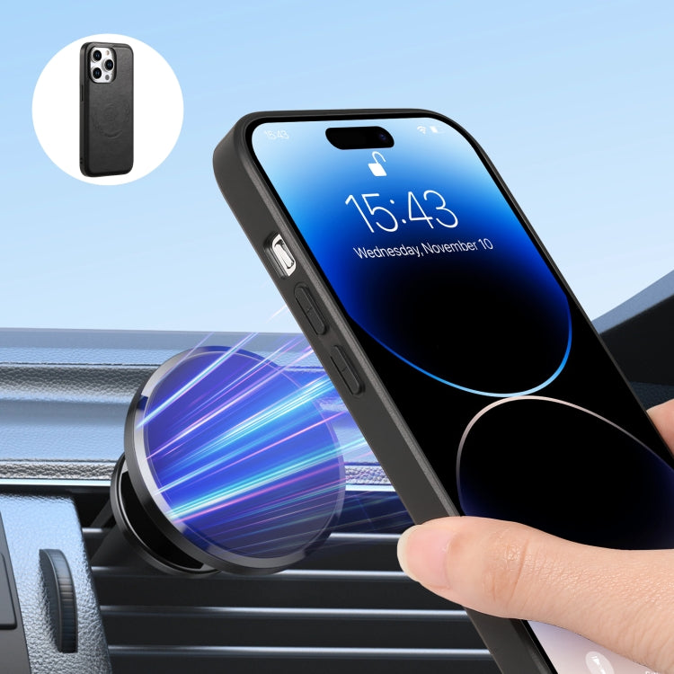 For iPhone 14 Denior Cowhide Texture Leather MagSafe Detachable Wallet Phone Case(Black) - HoMEdemic™ 