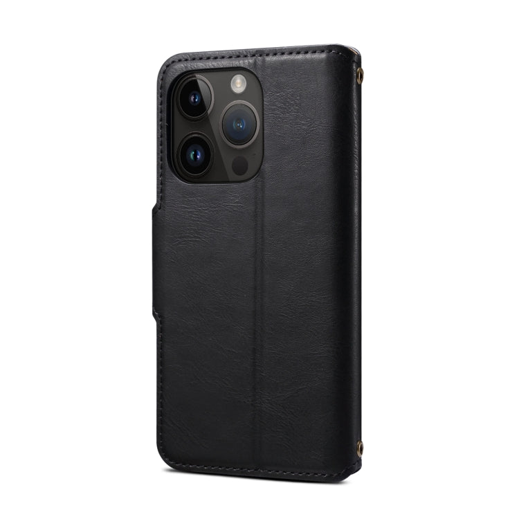 For iPhone 14 Denior Cowhide Texture Wallet Style Leather Phone Case(Black) - HoMEdemic™ 