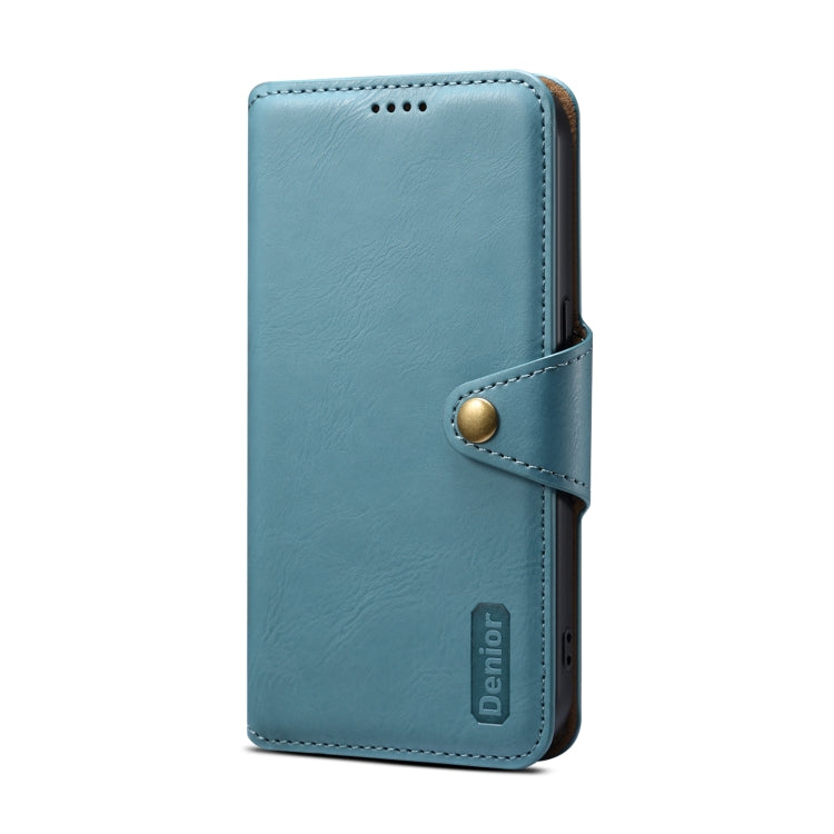 For iPhone 14 Denior Cowhide Texture Wallet Style Leather Phone Case(Blue) - HoMEdemic™ 