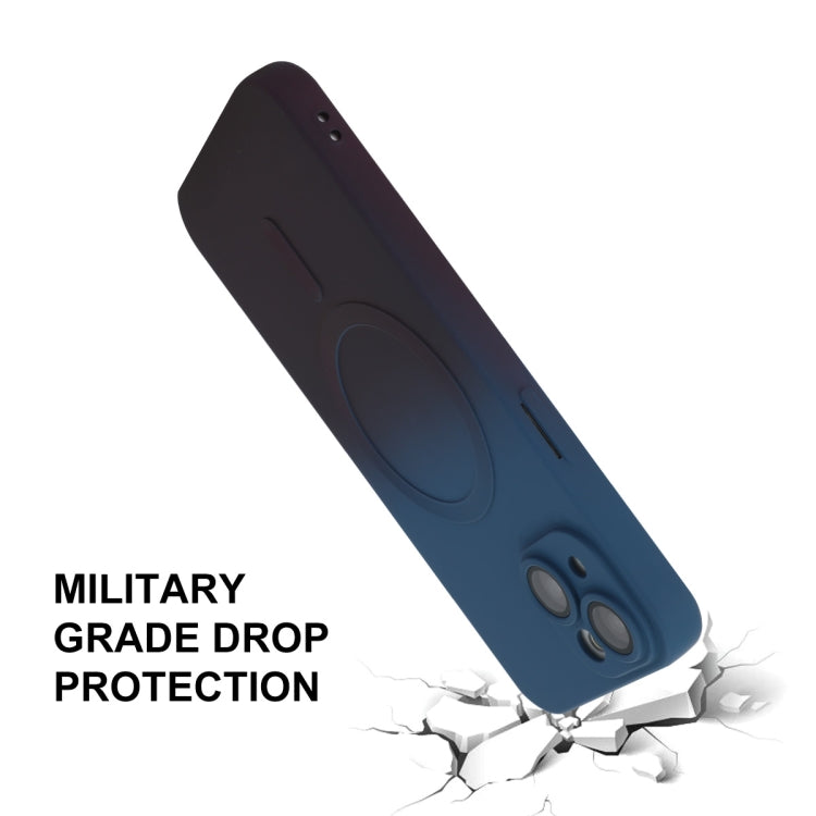 For iPhone 14 ENKAY Hat-Prince MagSafe Rainbow Gradient Silicone Phone Case with Lens Film(Dark Blue) - HoMEdemic™ 