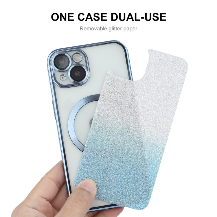 For iPhone 14 ENKAY Hat-Prince Magnetic Glitter Plated Shockproof Phone Case with Lens Film(Silver) - HoMEdemic™ 