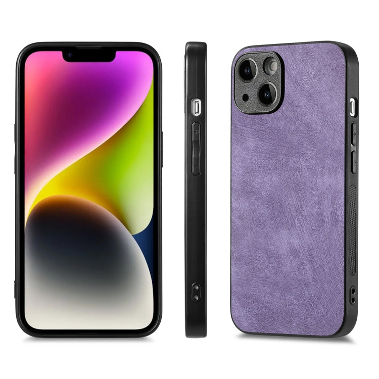 For iPhone 14 ENKAY Retro Leather Skin PC Phone Case with High Aluminum-silicon Glass Film(Purple) - HoMEdemic™ 