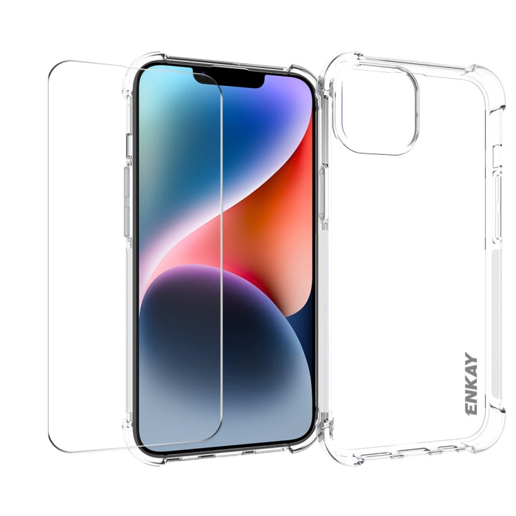 For iPhone 14 ENKAY Transparent TPU Shockproof Phone Case with Glass Film - HoMEdemic™ 