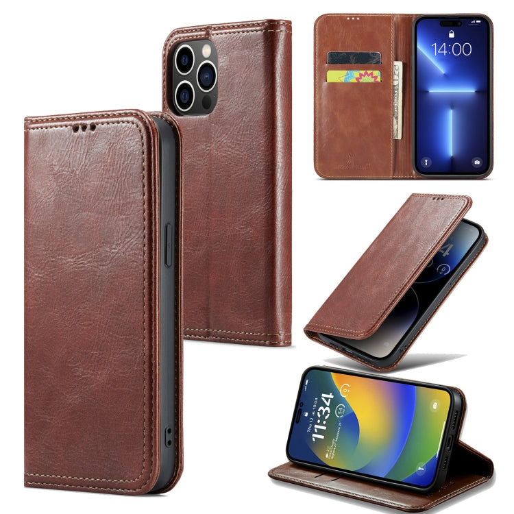 For iPhone 14 FIERRE SHANN Vintage Bark Texture Wallet Leather Phone Case(Brown) - HoMEdemic™ 
