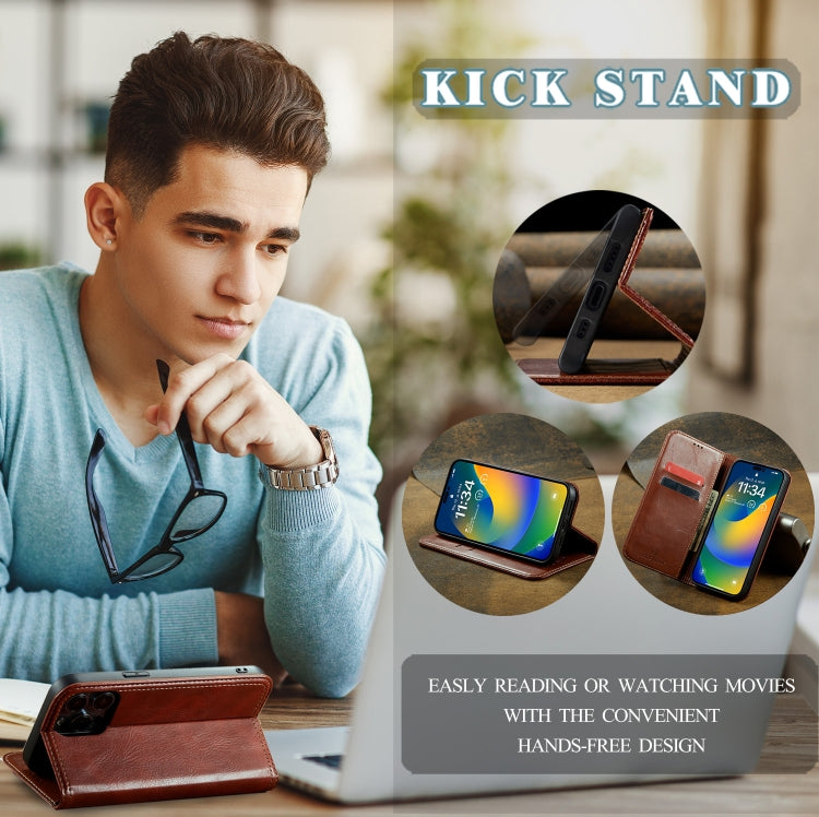 For iPhone 14 FIERRE SHANN Vintage Bark Texture Wallet Leather Phone Case(Brown) - HoMEdemic™ 