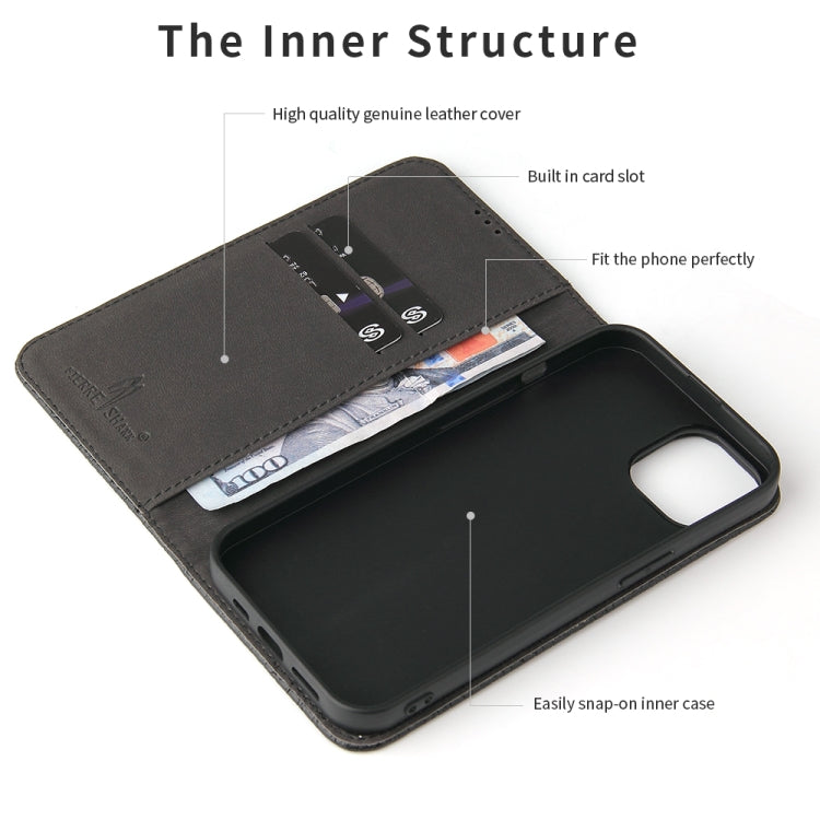 For iPhone 14 Fierre Shann Crocodile Texture Magnetic Genuine Leather Phone Case(Black) - HoMEdemic™ 