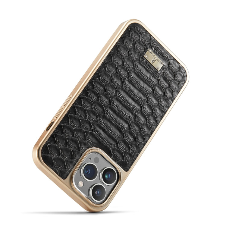 For iPhone 14 Fierre Shann Python Texture Electroplating PU Phone Case(Black) - HoMEdemic™ 
