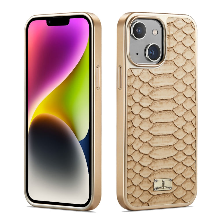 For iPhone 14 Fierre Shann Python Texture Electroplating PU Phone Case(White) - HoMEdemic™ 