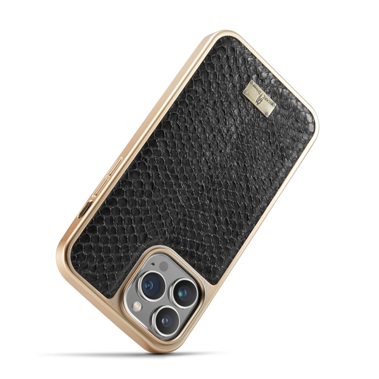For iPhone 14 Fierre Shann Snake Texture Electroplating PU Phone Case(Black) - HoMEdemic™ 