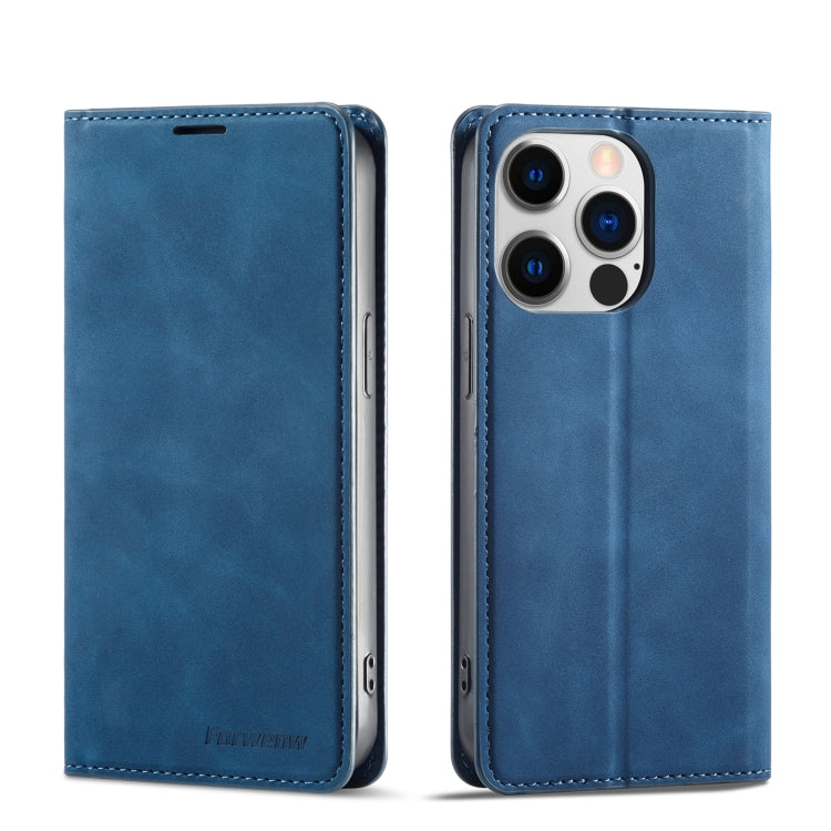 For iPhone 14 Forwenw Dream Series Oil Edge Strong Magnetism Leather Phone Case(Blue) - HoMEdemic™ 